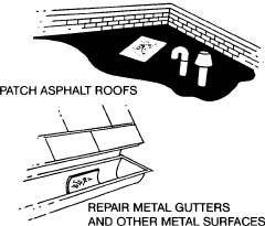 Self-Sticking Patching Material ALUMINUM QUICK-PATCH is a self-adhering, multi-purpose waterproofing material, featuring a reflective aluminum surface. 